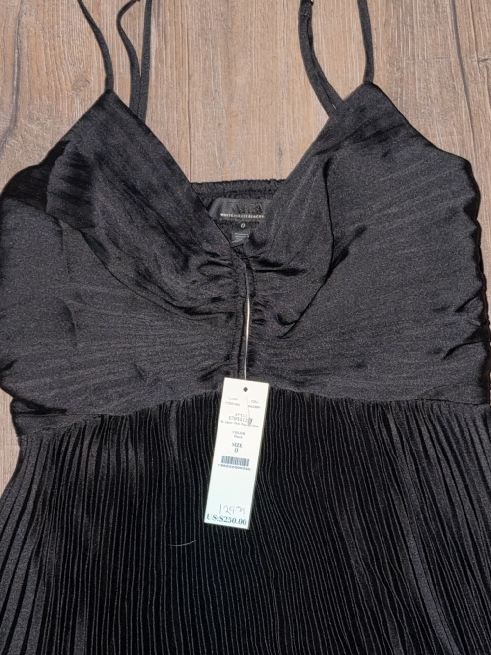 White House Black Market Black Pleated Maxi Dress with Spaghetti Straps
